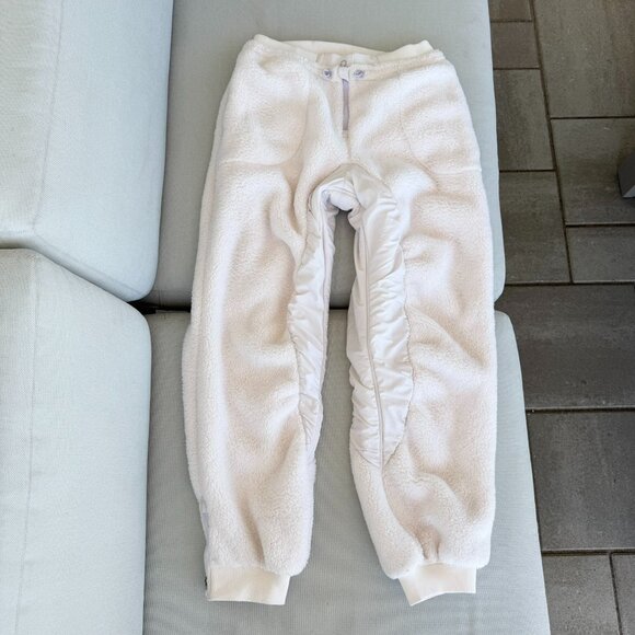 New Free People Sundown Fleece Joggers Wide Leg Pants FP Movement Ivory Small - Picture 6 of 12